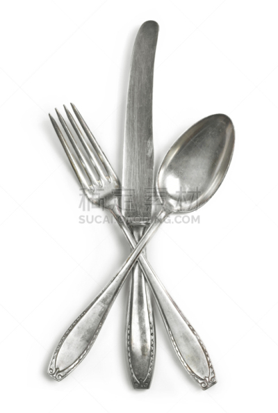古典式,银餐具,白色背景,银色,分离着色,餐刀,背景分离,食品,拍摄环境,餐具