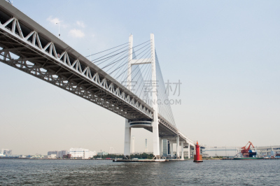 横滨海湾大桥,天空,留白,水平画幅,无人,户外,灯塔楼,图像,起重机,白色