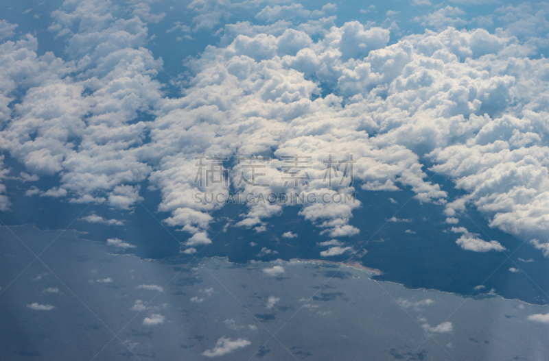 飞机,天空,蓝色,看风景,高处,云,部分,风,环境,天气