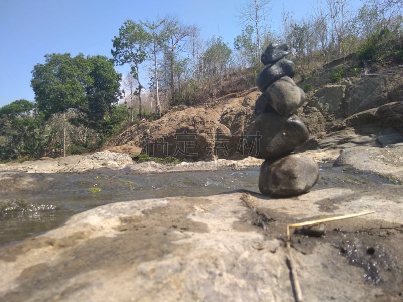 热,空的,自然美,沙漠,植物,河流,热带树,石头,岩石,夏天