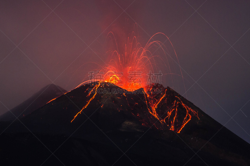 西西里,埃特纳火山,火山,意大利,2014年,水平画幅,山,喷泉,机场