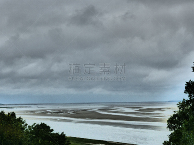 法国,索姆,海湾,毕加底,水平画幅,无人,户外,云景,水湾,海洋
