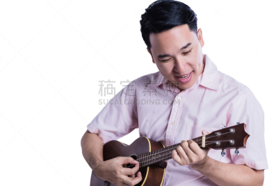 男人,尤克里里琴,进行中,白色背景,传统,周末活动,热情,肖像,玩具,泰国