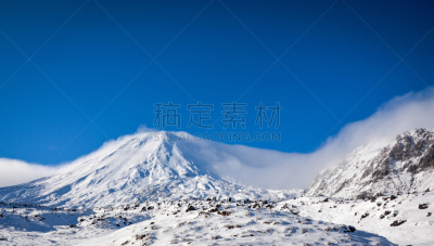 冬天,山,汤加里罗国家公园,新西兰北岛,自然,水平画幅,地形,雪,无人,蓝色