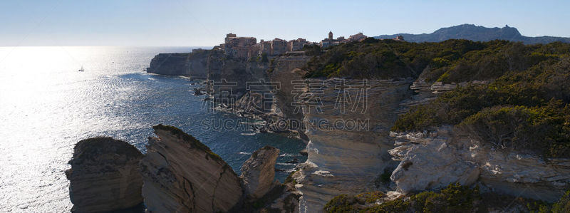石灰石,白色,城市天际线,博尼法乔,围墙,科西嘉,斯德哥尔摩老城,博尼法西奥海峡,正面视角,建造