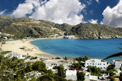ios,希腊,海滩,岛,基克拉迪群岛,美,度假胜地,休闲活动,水平画幅,沙子