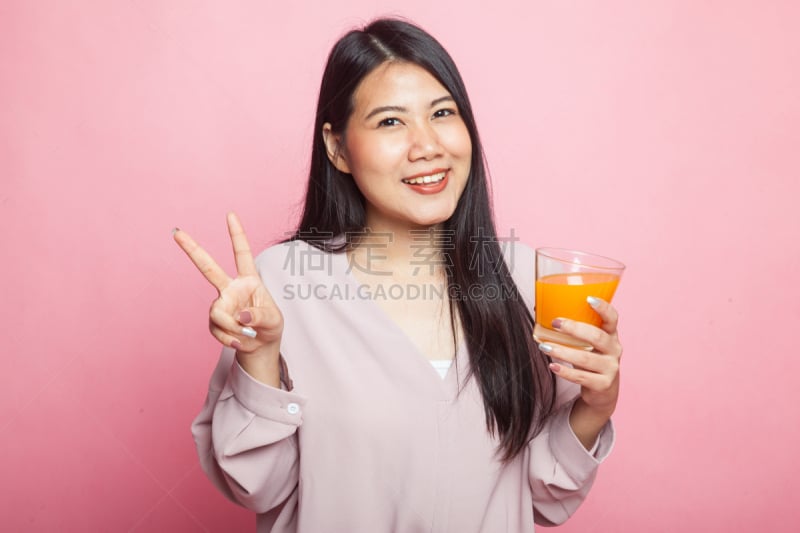 女人,饮料,青年人,橙汁,v sign,美,青少年,仅一个女人,水平画幅,可爱的