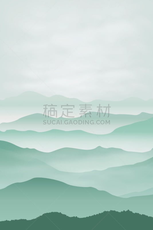 山脉,背景,在雾中,天空,雪,绘画插图,早晨,