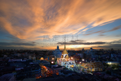 金佛寺,最大,曼谷,泰国,固体,都市风景,雕像,自然美,挨着