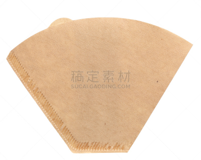 白色,咖啡滤纸,褐色,新的,水平画幅,圆锥,无人,白色背景,背景分离,特写