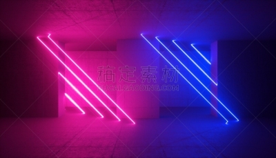 空的,隧道,走廊,舞台,时尚,粉色,霓虹灯,激光,蓝色,抽象