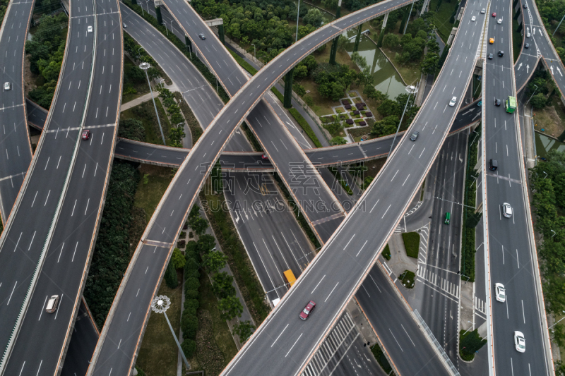 公路,高架道路,航拍视角,卡车,汽车,交通,现代,无人机,商业金融和工业,户外