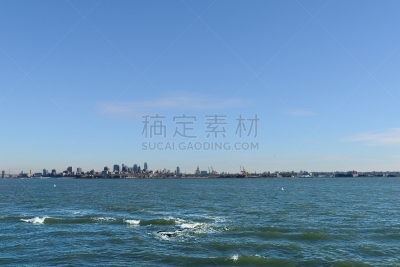 哈德逊河,曼哈顿,水,天空,美国,旅游目的地,水平画幅,美国中大西洋地区,无人,全景