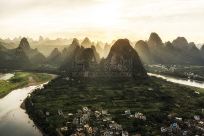 山,视角,兴平,漓江,掸邦,丽江,桂林,喀斯特,水平画幅,户外