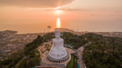 天坛大佛,卡塔海滩,卡隆海滩,普吉岛,天空,水平画幅,图像,泰国,东南亚