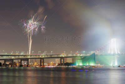焰火,东京湾,天空,水平画幅,夜晚,无人,夏天,户外,江东区,都市风景