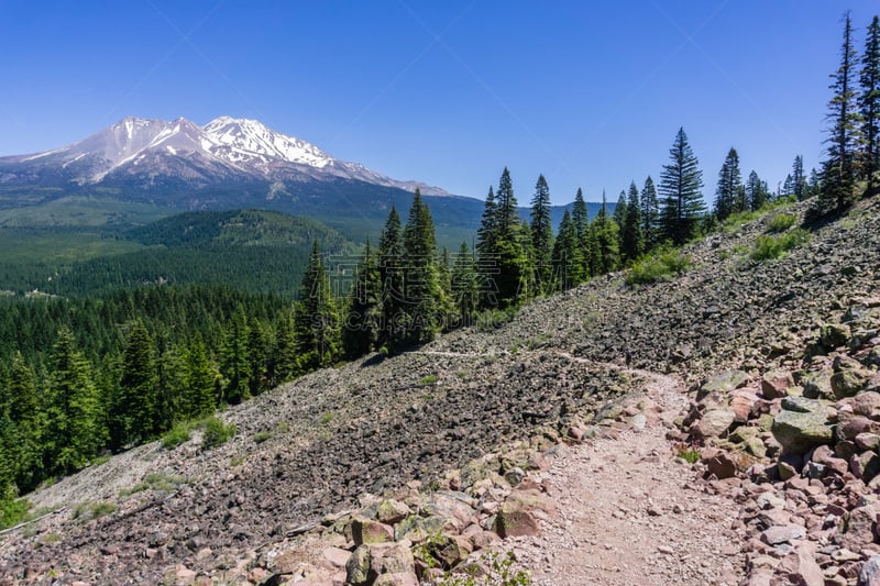 雪,小路,山,徒步旅行,北加利福尼亚州,夏士塔山,透明,背景,锡斯基尤县,加利福尼亚