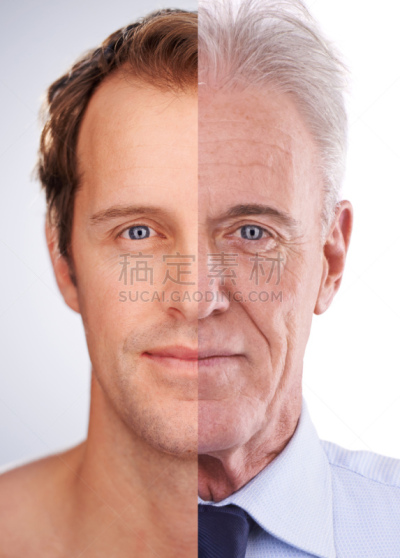 古老的,大于号,分割画面,顺序系列,衰老过程,人的脸部,青年人,仅男人,老年人,男人