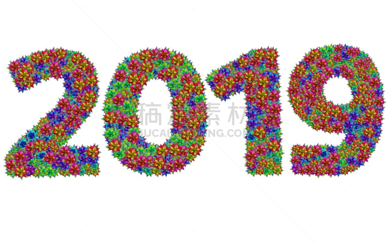 凤梨科植物,2019,新年前夕,数字9,数字2,数字0,字母,水平画幅,形状,符号