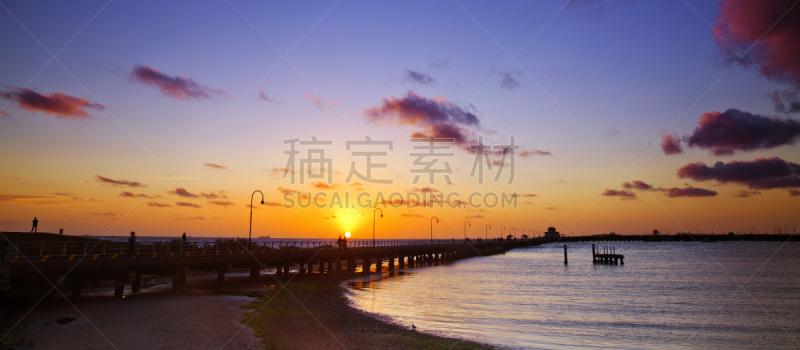 圣魁达,水,水平画幅,行人,人群,旅行者,夏天,户外,云景,墨尔本