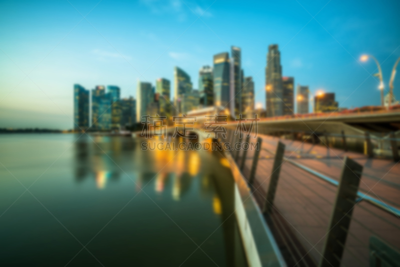 都市风景,现代,建筑外部,城市,背景聚焦,运动模糊,办公室,天空,水平画幅,新加坡