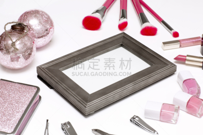 化妆用品,彩妆,球,休闲活动,21世纪,套装,金属,画笔,唇膏,明亮