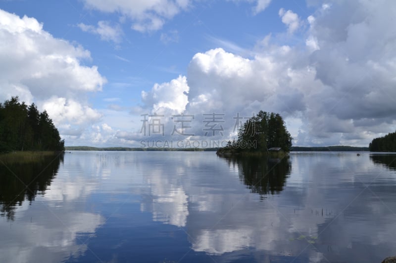 湖,boundary waters canoe area,雪松,水,天空,留白,水平画幅,无人,早晨,夏天