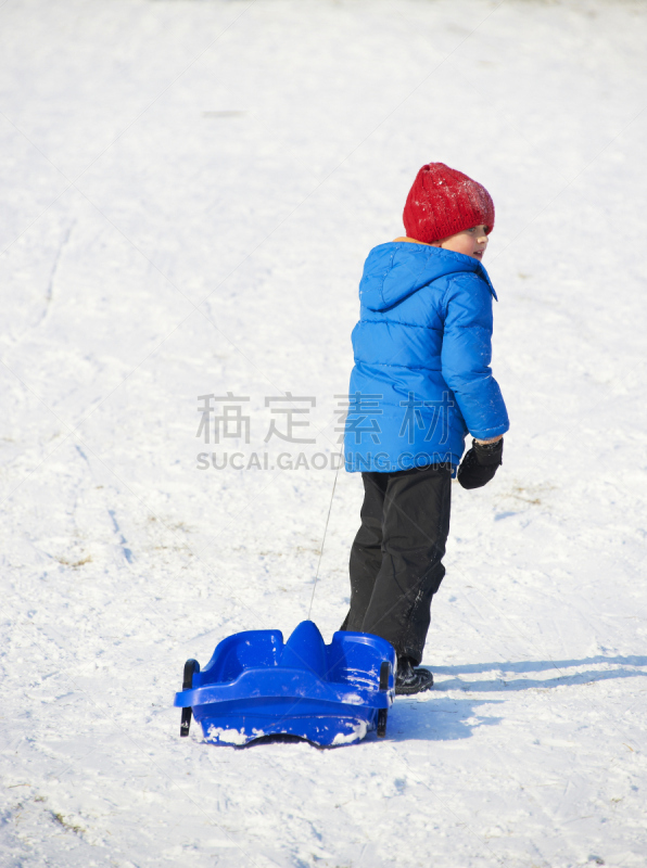 儿童,男孩,城市,公园,长橇,寒冷,运动,一个人,雪,仅儿童