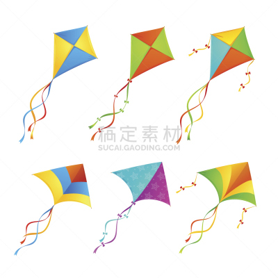 矢量,风筝,色彩鲜艳,天空,风,绘画插图,夏天,户外,自由,高处