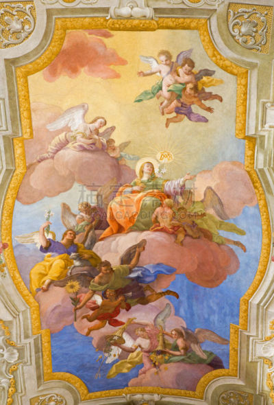 Vienna - Fresco over presbytery in st. Annes church