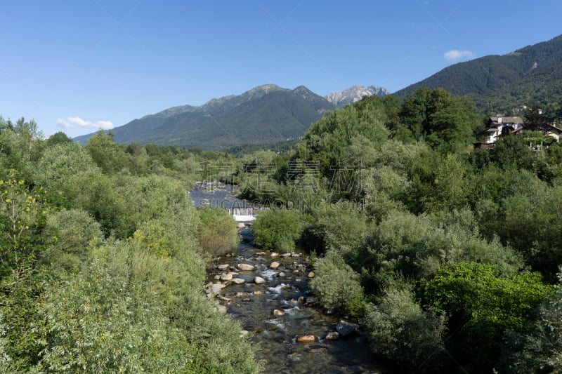 夏天,山谷市,皮埃蒙特,植物,河流,户外,晴朗,意大利,山谷,欧洲