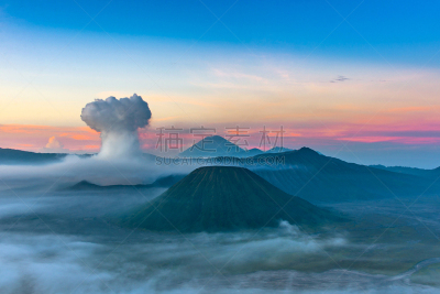 bromo-tengger-semeru national park,爪哇,火山,东,印度尼西亚,婆罗摩火山,巴杜尔山,天空,水平画幅,无人