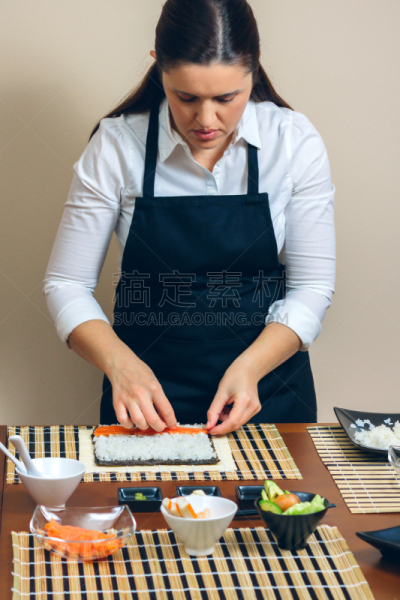 米,成分,手,寿司,清新,寿司卷,食品,一个人,绿芥末酱,培训课