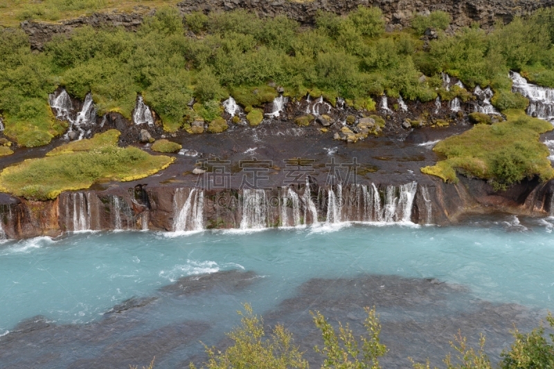 hraunfossar,冰岛国,自然,卡斯科,图像,著名景点,无人,河流,瀑布,户外