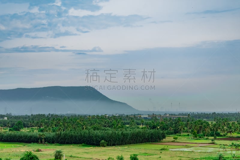 园林,天空,风景,椰子树,蓝色,山,非凡的,云景,自然界的状态,热带气候