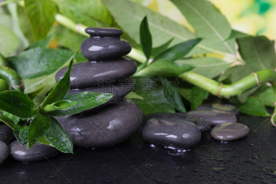 spa美容,石头,概念,竹,风水,玄武岩,水,禅宗,水平画幅