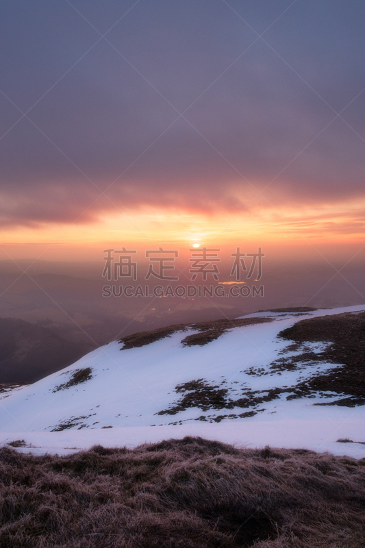 黎明,山,中苏格兰,云景,云,黄昏,雪,英国,自然美,海岸线