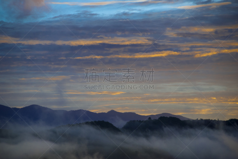 山,危地马拉,埃尔普罗格雷索,风景,美,水平画幅,云,无人,早晨,夏天