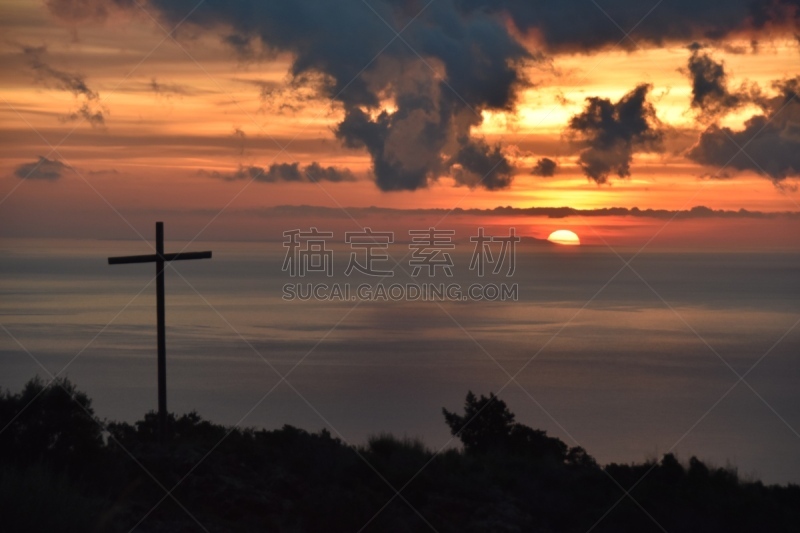 自然美,海洋,地平线,云景,太平洋岛屿,法国,环境,云,橙色,落日海滩