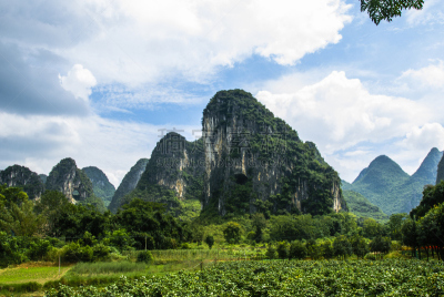 喀斯特,山脉,风景,法明顿山,桂林山水,天空,水平画幅,高视角,林区,岩层