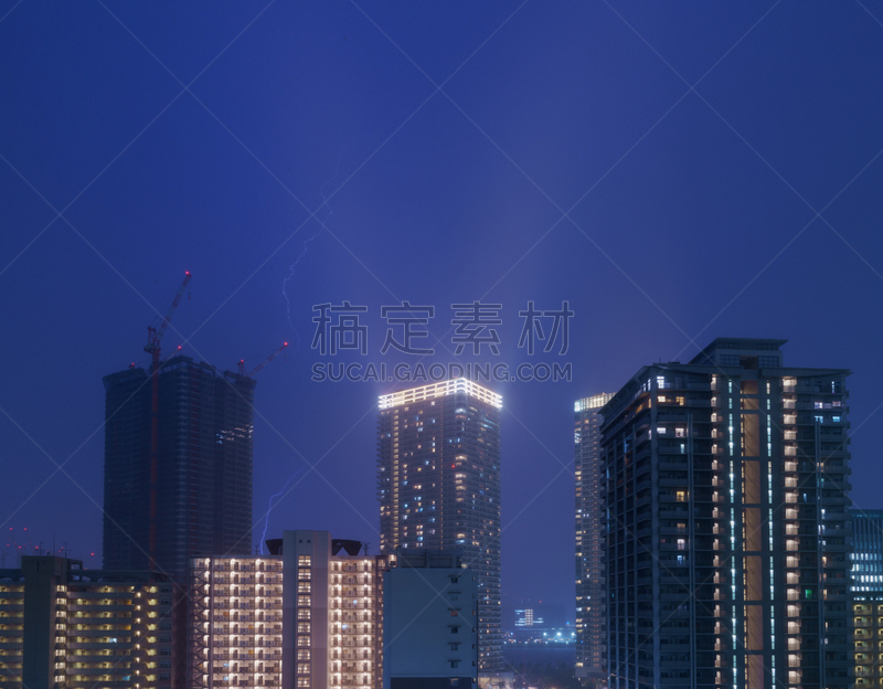 夜晚,东京,雷雨,水平画幅,无人,夏天,户外,明亮,都市风景,中央区