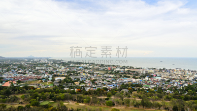 华欣,天空,城市,在上面,色彩鲜艳,巴蜀,宽屏,水,水平画幅,高视角