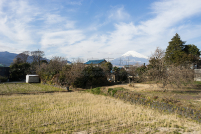 裾野,富士山,非都市风光,地形,静冈县,稻田,天空,里山,水平画幅,无人