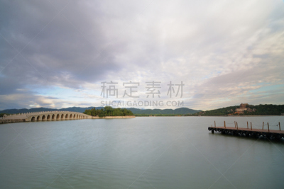 颐和园,十七孔桥,客船,水平画幅,无人,当地著名景点,夏天,户外,湖
