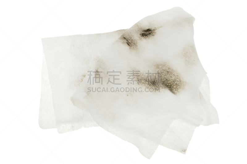 纸巾,彩妆,古老的,搬家卡车,肮脏的,白色背景,背景分离,概念,图像,卸妆