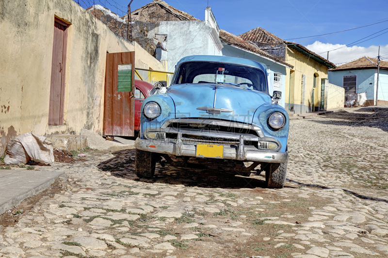 汽车,简单,过时的,古巴克里尼达,马,1950-1959年图片,拉丁美洲,陆用车,1952,城镇