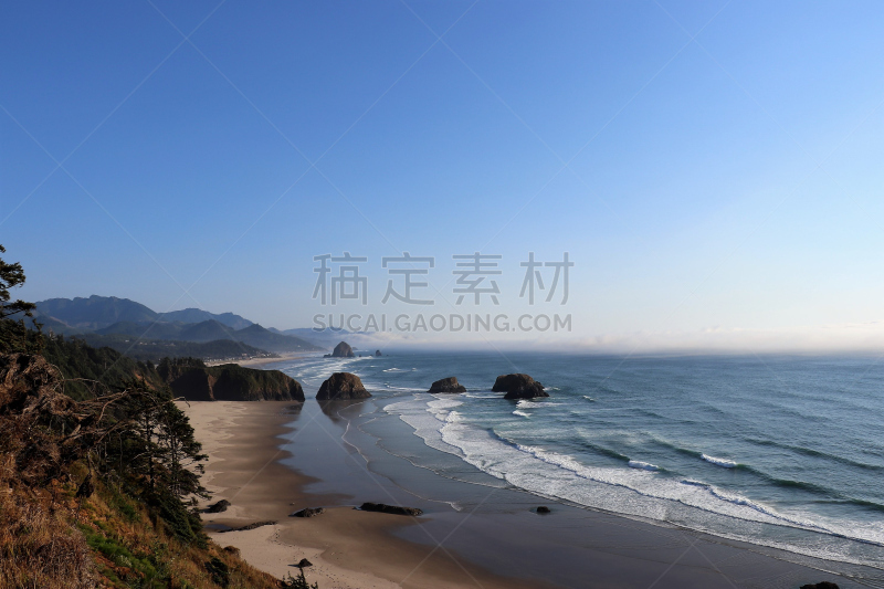 新月形海滩,额库拉州立公园,卡农海滩,视角,著名自然景观,云,俄勒冈郡,海浪,加拿大,奥勒冈海滨