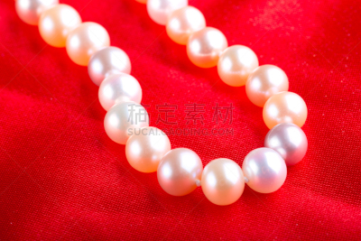 丝绸,红色,珍珠项链,个人随身用品,美,链,宝石,水平画幅,古典式,珠宝