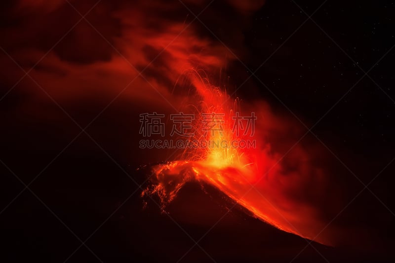 通古拉瓦火山,夜晚,鲍诺什,安地斯山脉,熔岩,南美,机敏