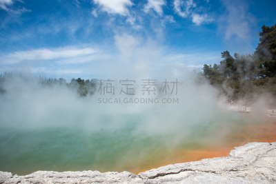 香槟池,罗托鲁阿,热,云,色彩鲜艳,色彩饱和,矿物质,lake taupo,晴朗,自然